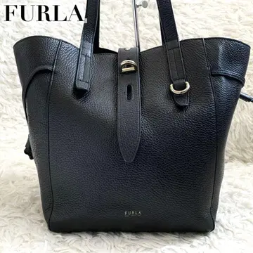 새상품급 훌라 현행 토트백 인터넷 가죽 A4 가능 블랙 로고