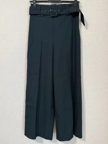 ZARA 자라 와이드 팬츠 벨트 포함 하이웨스트 팬츠 그린