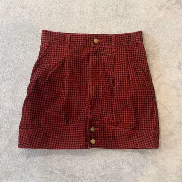 mercibeaucoup, 빨간색 체크 코듀로이 스커트