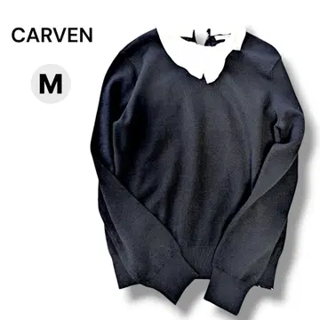 CARVEN 상의 카라 부착 스웨터 니트 M 블랙