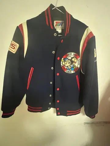 뽀빠이 자수 네이비 네이비 바시티 자켓 S