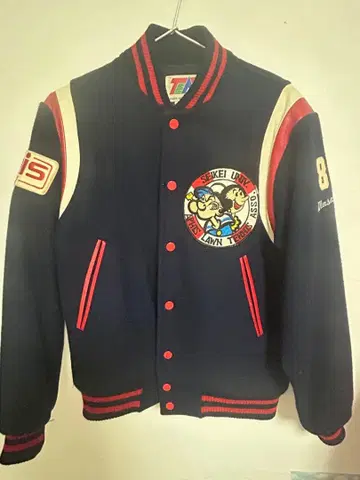 뽀빠이 자수 네이비 네이비 바시티 자켓 S