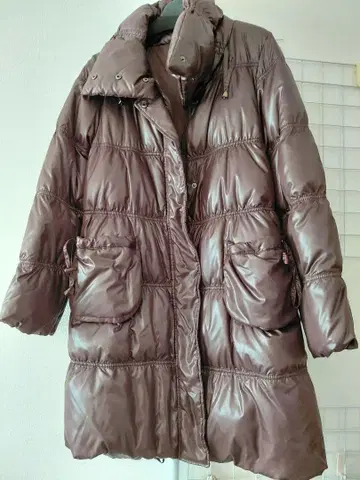 롱 다운 코트 L 사이즈 다운 80% 페더 20% 브라운 여성용