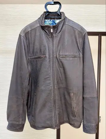 타미힐피거 하이랜드 락카 가죽 재킷 다크 브라운 남성용 L 사이즈