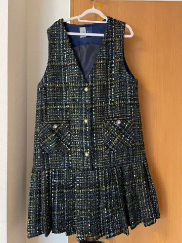 소목 네이비 계열 라메 믹스 트위드 원피스