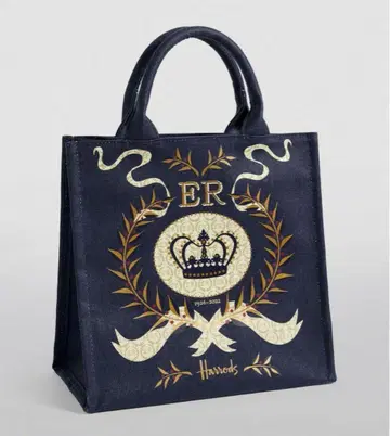 [ 한정판 디자인 ] Harrods 데님 네이비 토트백