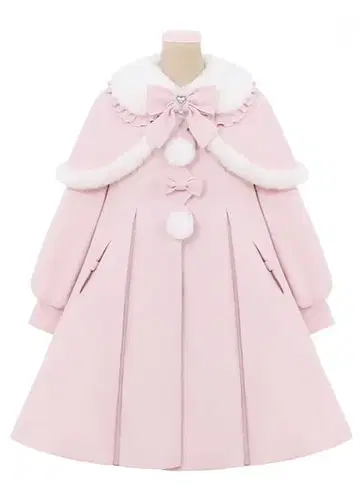 케이프 포함 스캘럽 리본 코트 핑크 puppetBombs 투앨리스