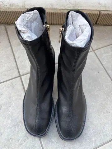 LETaron 블랙 가죽 부츠 힐 약 5cm