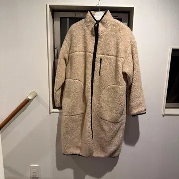 베이지 플리스 자켓 롱 기장