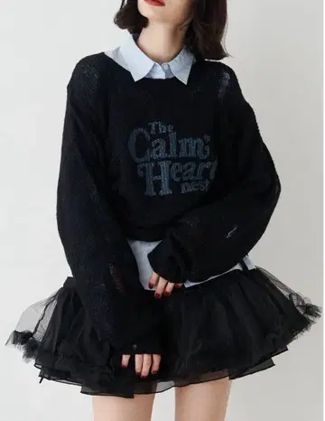 jouetie 개더 시어 데미지 니트