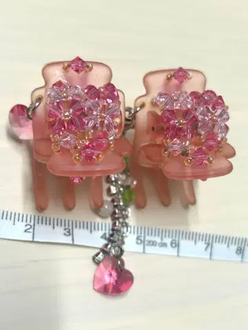 컴플렉스 비즈 헤어 클립 2개 세트