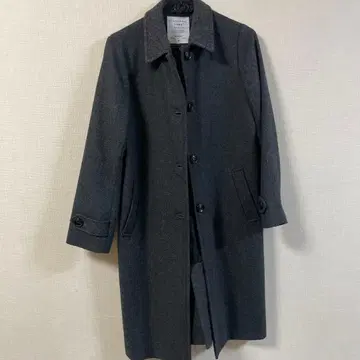 울 혼방 다크 그레이 롱 코트