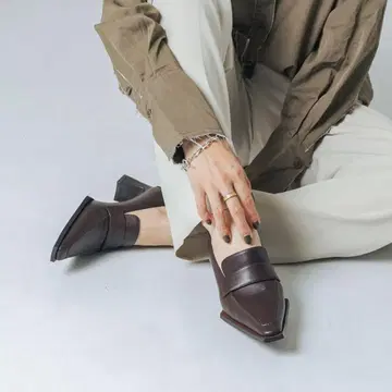 6cm 힐 스퀘어 로퍼