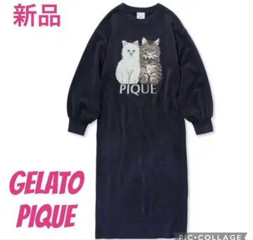 새상품 젤라또피케 트윈캣 자카드 원피스 네이비 이번 시즌