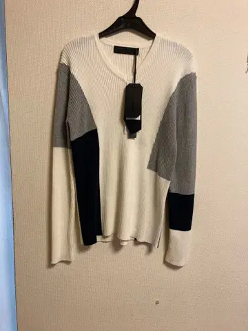 [ MICALLE MICALLE/미카레미카레 ] 디자인 배색 리브 니트