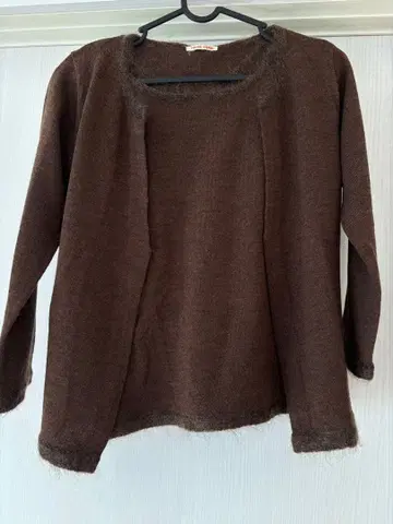 브라운 니트 스웨터 긴팔 이너 세트