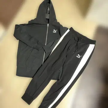 PUMA 풀 집업 후드티(M)와 팬츠 세트(S) 블랙