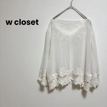 [ w closet ] 더블 클로젯 블라우스 레이스 고급 비침 7부 소매