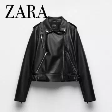 ZARA 페이크 가죽 자켓 라이더스 가죽 블랙 블랙
