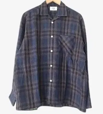 미사용 새상품!weac. 위크 오픈 카라 린넨 셔츠 네이비