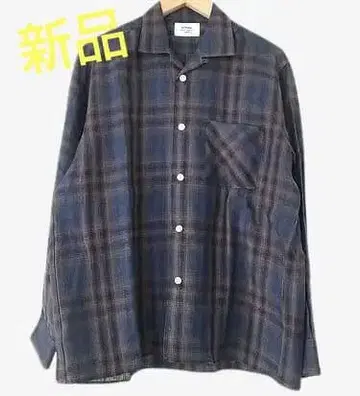 미사용 새상품!weac. 위크 오픈 카라 린넨 셔츠 네이비