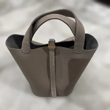 그레이 가죽 핸드백 잡화 파우치 포함