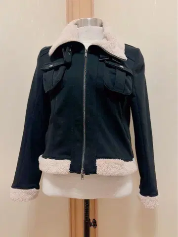 밀리터리풍: 블랙: 아우터: 퍼 포함: 더블 지퍼