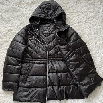 새상품급 FRENCH CONNECTION XL 충전솜 롱 코트 블랙 후드