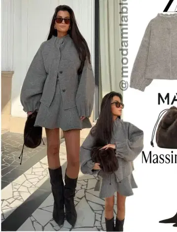 정품 새상품 자라 ZARA 셋업 니트 봄버 자켓 스커트