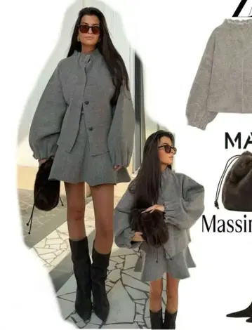 정품 새상품 자라 ZARA 셋업 니트 봄버 자켓 스커트