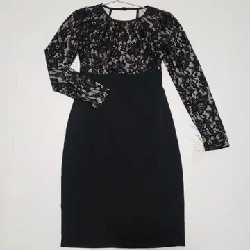 블랙 레이스 긴팔 드레스