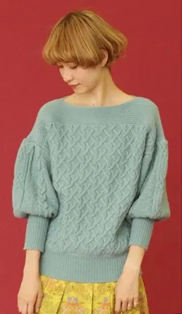 Cardo Fabrica 민트 그린 케이블 짜임 스웨터