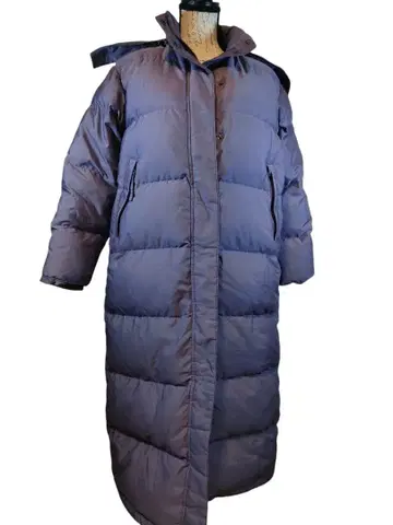 6 엘엘빈 LLBEAN 얇은 퍼플 롱 다운 코트
