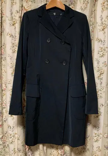 네이비 더블 브레스트 롱 자켓