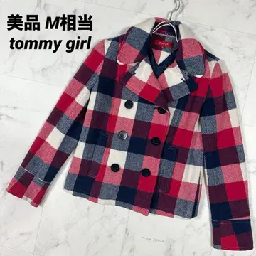 [새상품급] tommy girl 토미걸 체크 무늬 P 코트 숏 기장 M