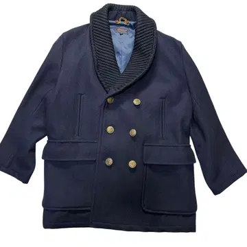 뉴요커 네이비 골드 버튼 더블 피 코트 자켓 L 사이즈