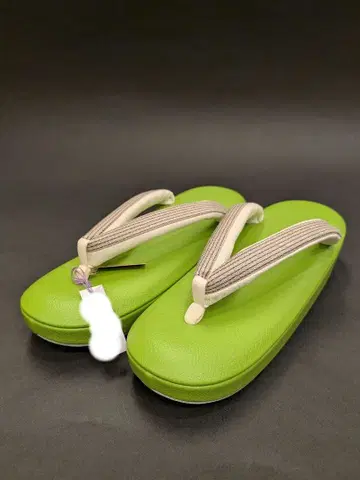 화이트 매실 조리 -85 여성용 캔버스/줄무늬 하나오 M 맹황색 황록색