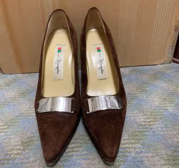 긴자 카네마츠 스웨이드 하이힐 브라운 23cm