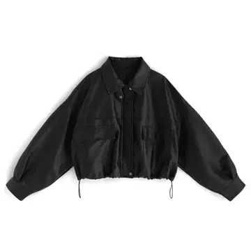 그레일 옷깃 2Way 가죽 블루종 [fo1951] 블랙 가죽 자켓