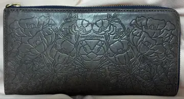 꽃무늬 엠보싱 장지갑 다크 그레이