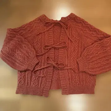 피그 런던 오렌지 케이블 짜임 가디건