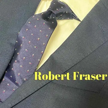 로버트 프레이저 도트 무늬 네이비 넥타이 일본제