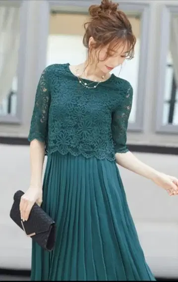 결혼식 경사 드레스 파티 드레스 다크 그린