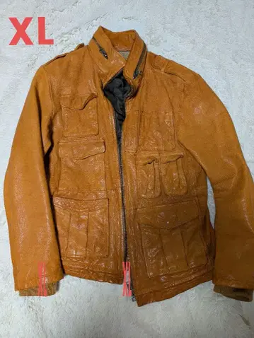 AVIREX XL 오렌지 가죽 자켓