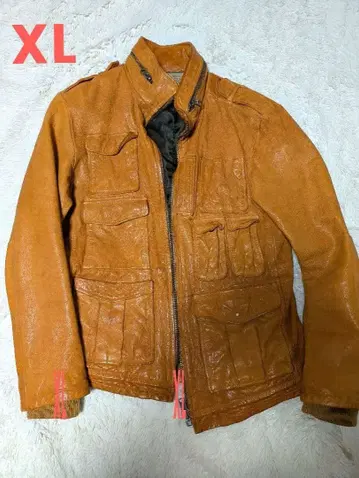 AVIREX XL 오렌지 가죽 자켓