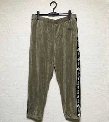 Kappa 올리브 그린 벨벳 저지 팬츠