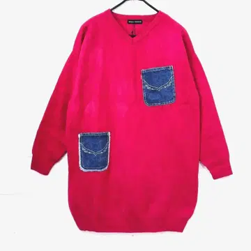 새상품 Rodeo crowns 니트 데님 포켓 V넥 원피스 F