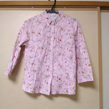 여성용 셔츠 7부 소매 사이즈 L 핑크색