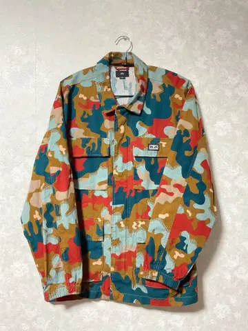 OBEY 커버올 L 사이즈 멀티 컬러 카모플라쥬 밀리터리 자켓