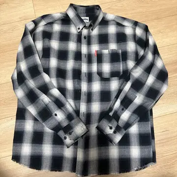 9090 체크 무늬 긴팔 셔츠 블랙/화이트